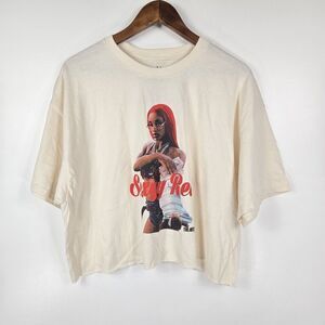 Legends Apparel Sexy Red Women's 1X Ivory Speckled Crop Top Short Sleeve Hip Hop